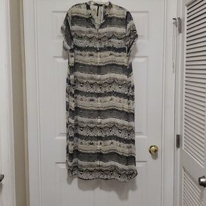 Skye's The Limit womens XL cream & gray snakeskin fully sheer tunic swim…